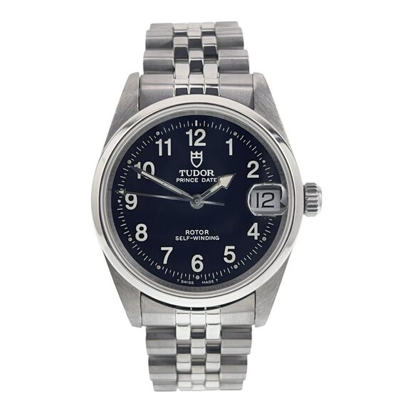 Tudor Prince Date Stainless Steel Black Dial 32mm Automatic Unisex Watch 72000 - Picture 1 of 9